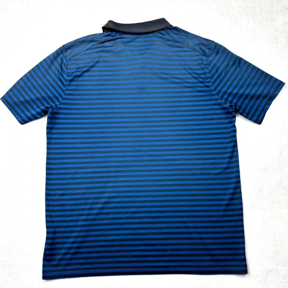 Nike Golf Mens Dri-FIT‎ Striped Polo Shirt Blue Navy 891239-431 Size Large